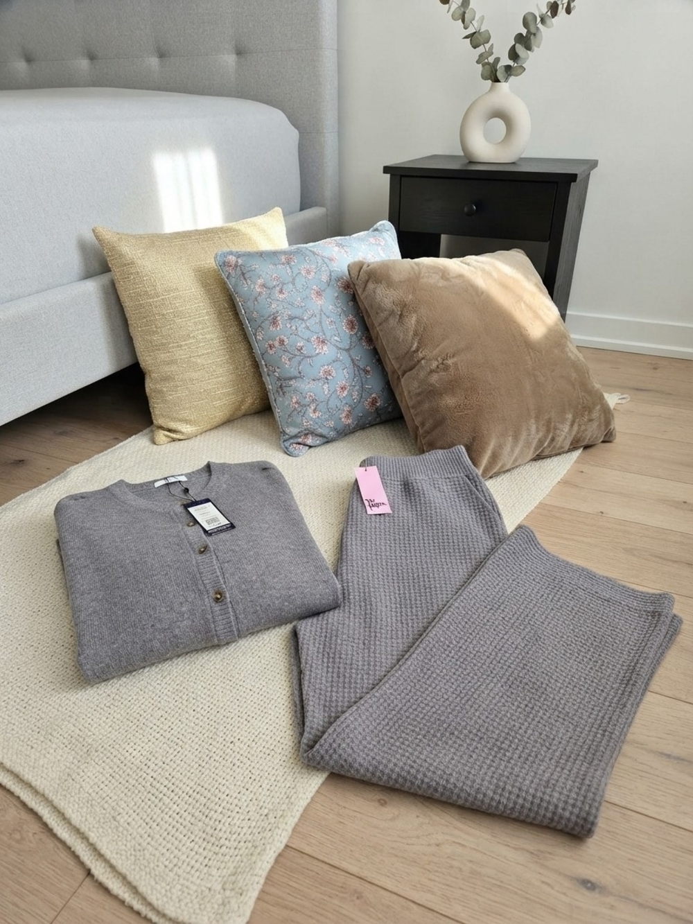 Smash + Tess Light Gray Knit Cardigan and Pants Set